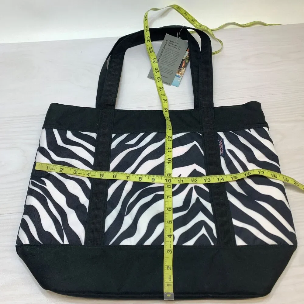 JanSport Emma Tote Large Black Zebra Print Fluorescent Pink Laptop Bag - Picture 6 of 10